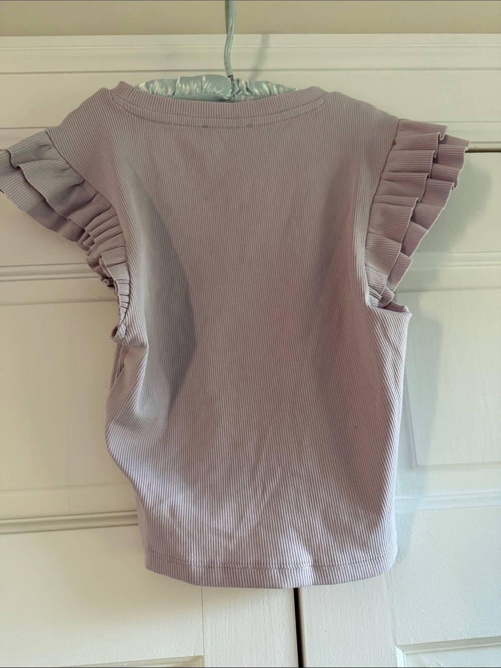 Zara Lavender Ruffle Sleeve Ribbed Top - Picture 2 of 4